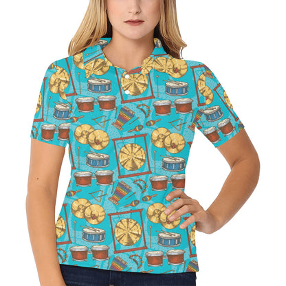 Percussion Pattern Print Design 03 Women's Polo Shirt