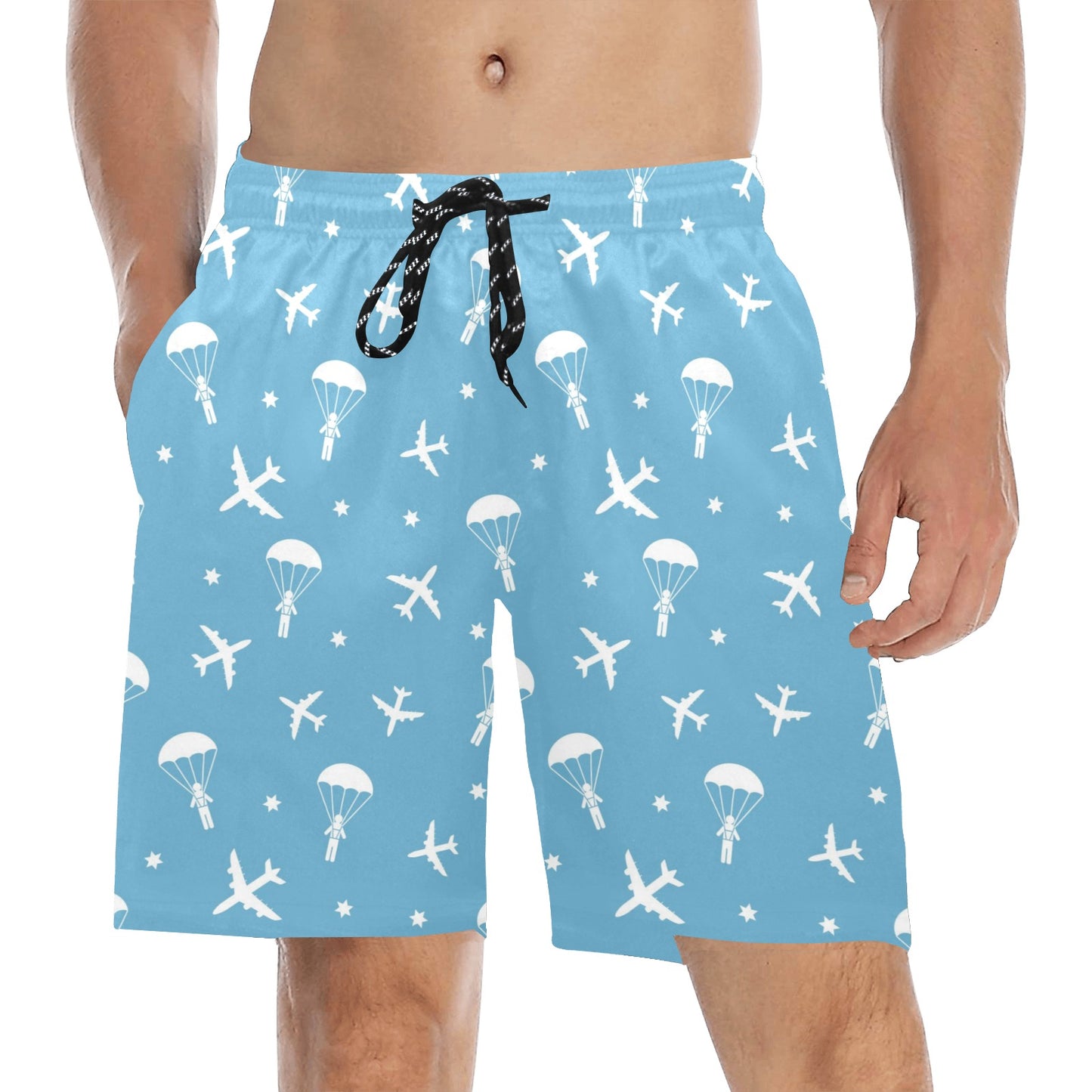 Skydiver Print Design LKS303 Men's Swim Trunks Beach Shorts