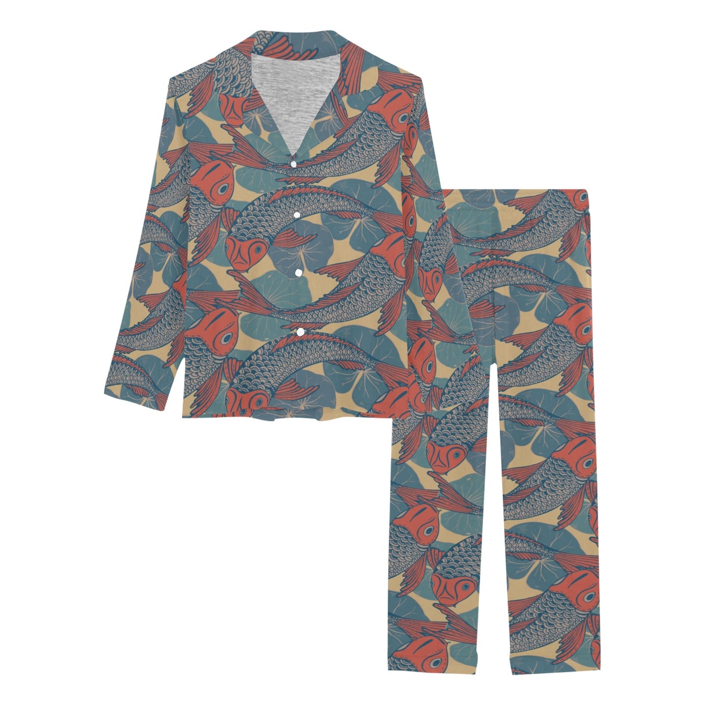 Pisces Pattern Print Design A01 Women's Long Pajama Set
