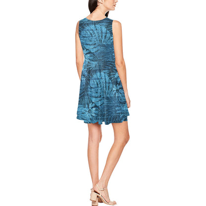 Jean Tropical Pattern Print Design 04 Sleeveless Dress