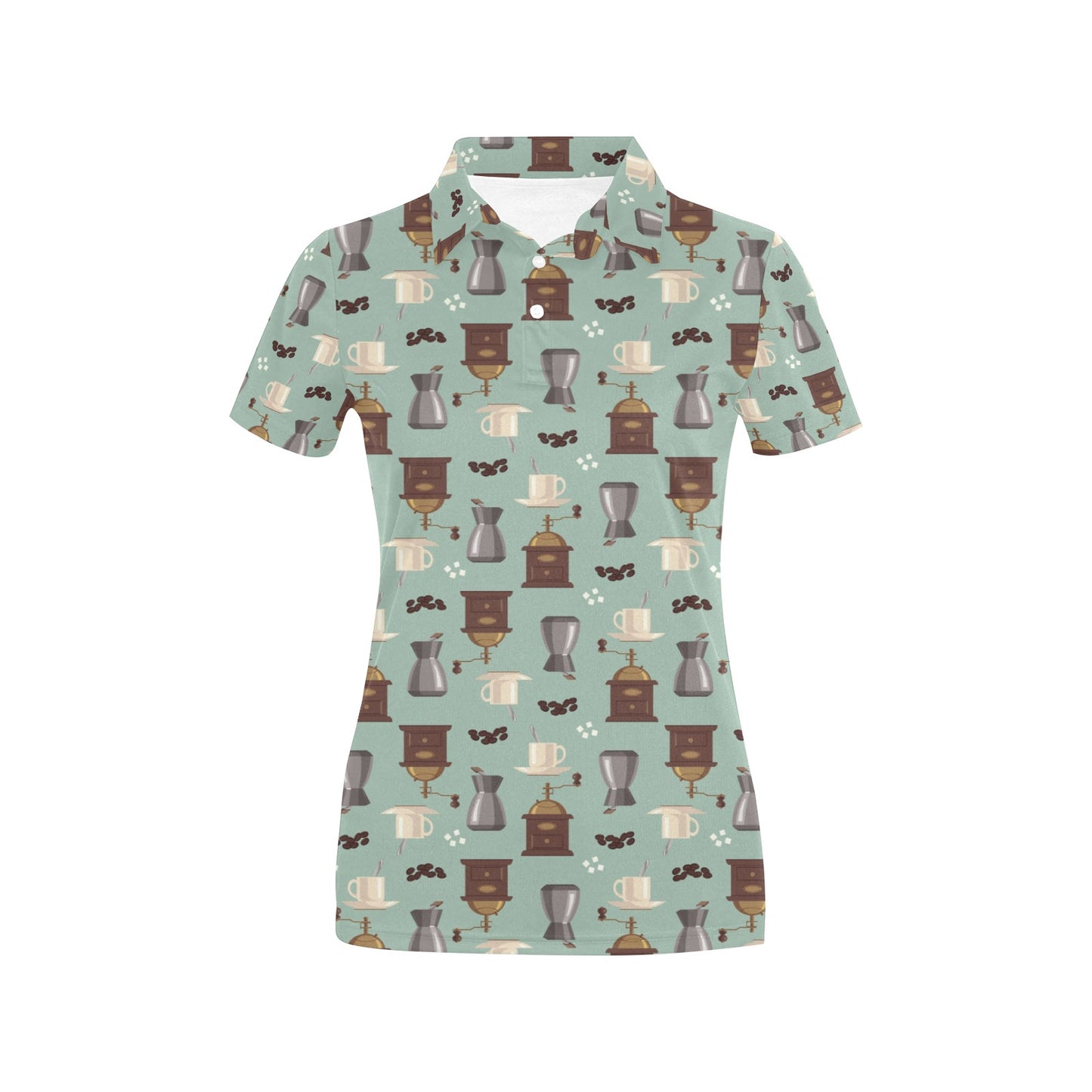 Coffee Pattern Print Design 04 Women's Polo Shirt