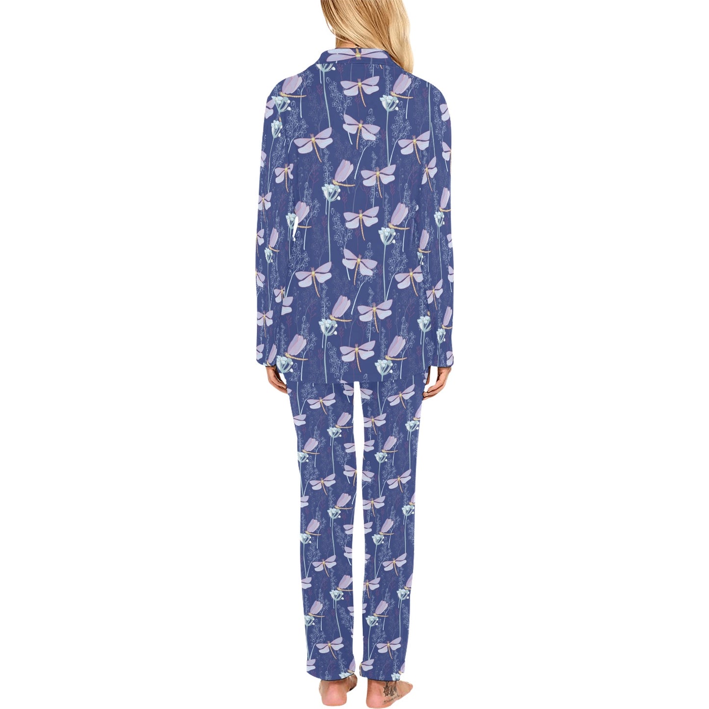 Dragonfly Print Design LKS401 Women's Long Pajama Set