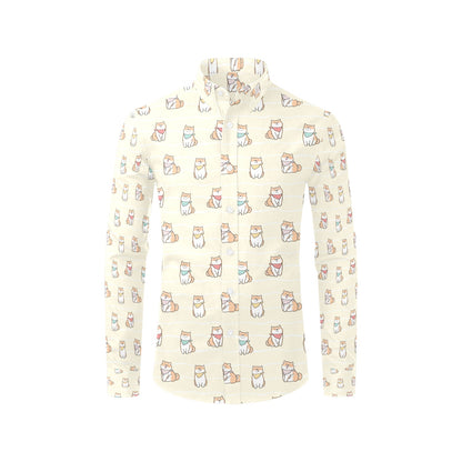 Shiba Inu Print Design LKS306 Men's Long Sleeve Dress Shirt