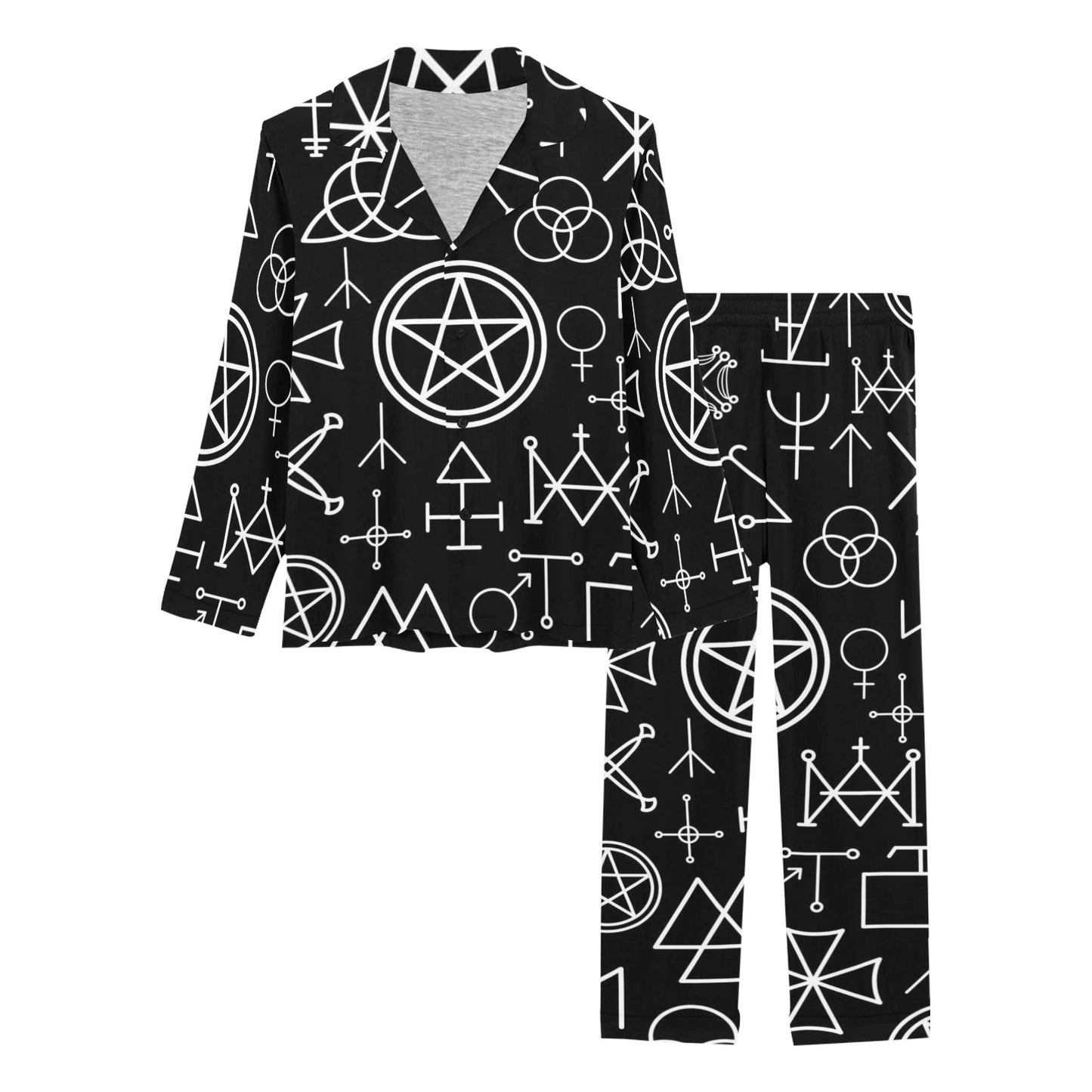 Pentagram Pattern Print Design A02 Women's Long Pajama Set