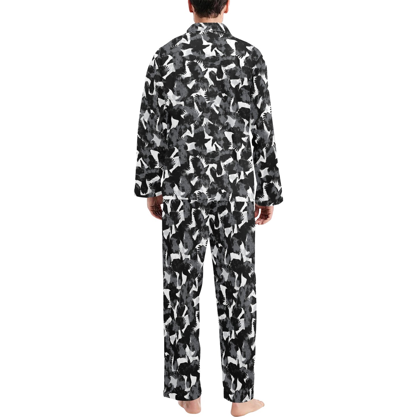Crow Pattern Print Design 01 Men's Long Pajama Set