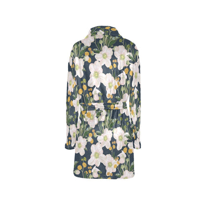 Anemone Pattern Print Design AM04 Women's Fleece Robe