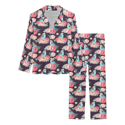 Bluebird Pattern Print Design 02 Women's Long Pajama Set