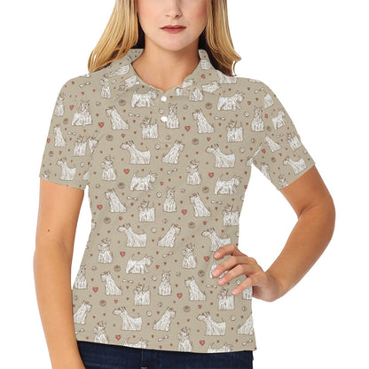 Scottish Terriers Print Design LKS3017 Women's Polo Shirt