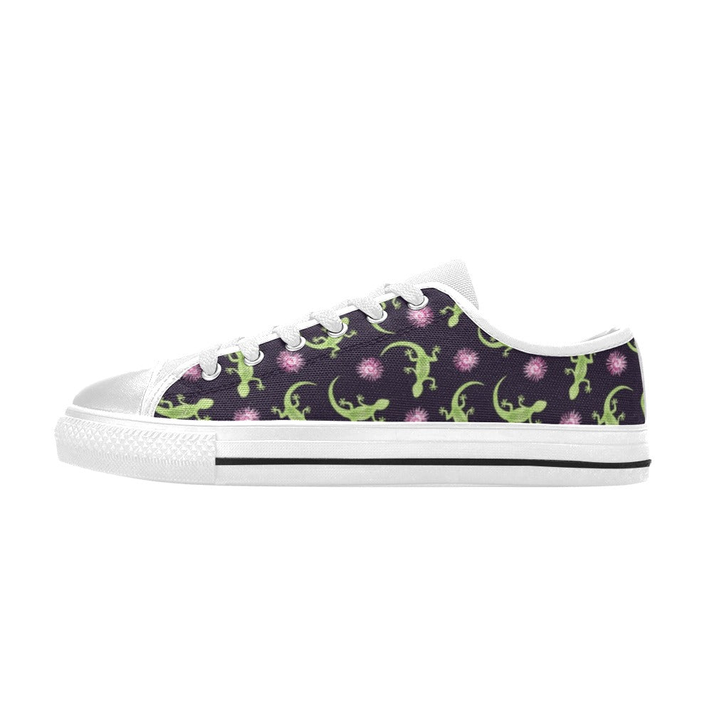 lizard Print Design LKS402 Women's White Low Top Shoes