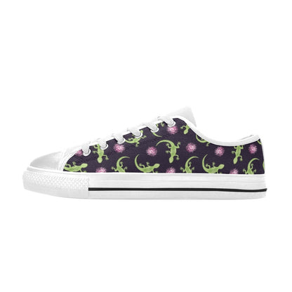lizard Print Design LKS402 Women's White Low Top Shoes