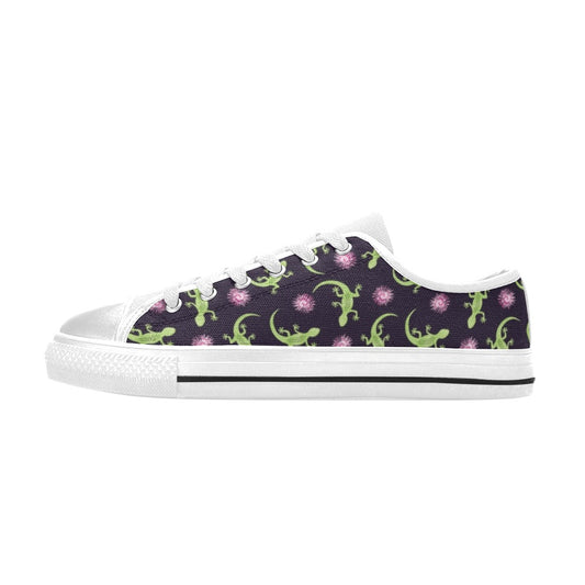 lizard Print Design LKS402 Women's White Low Top Shoes