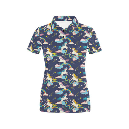 Unicorn Print Design LKS304 Women's Polo Shirt
