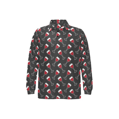 Wine Print Design LKS308 Long Sleeve Polo Shirt For Men's