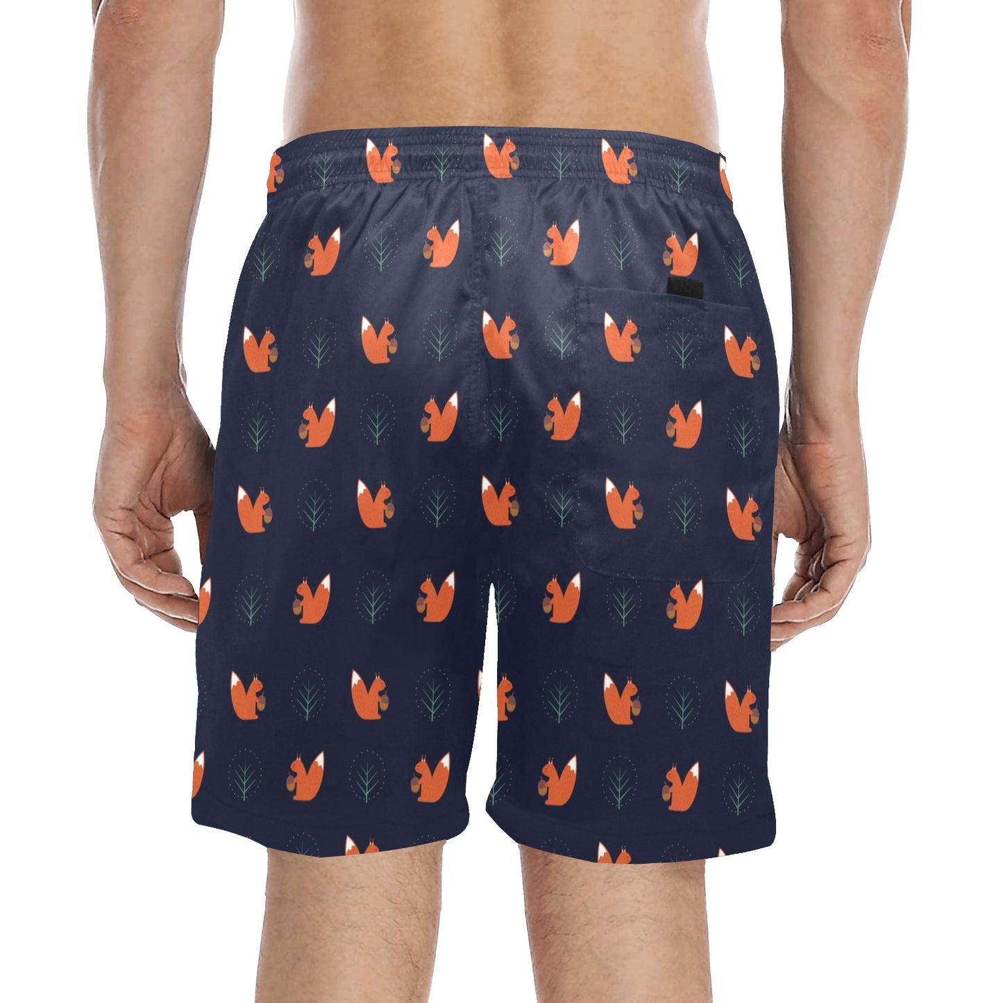 Squirrel Print Design LKS303 Men's Swim Trunks Beach Shorts