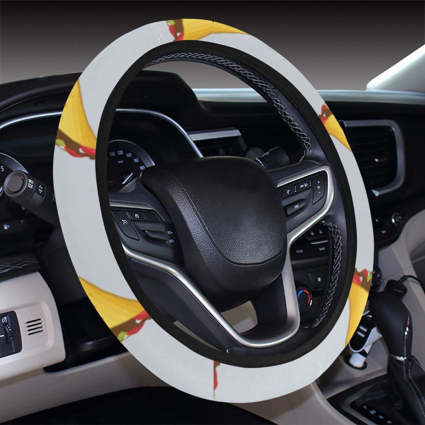 Taco Print Design LKS304 Steering Wheel Cover with Elastic Edge