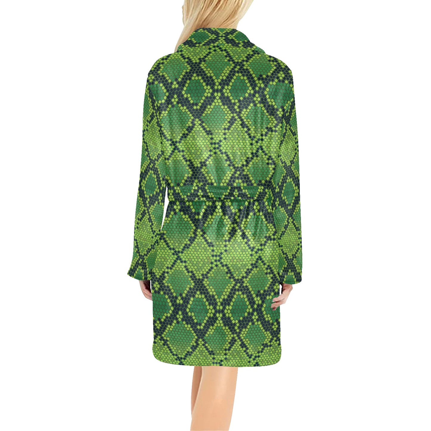 Python Green Pattern Print Design A01 Women's Fleece Robe