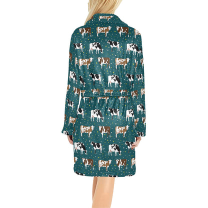 Cattle Print Design LKS404 Women's Fleece Robe