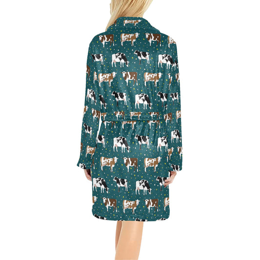 Cattle Print Design LKS404 Women's Fleece Robe