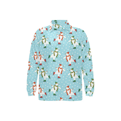 Polar Bear Pattern Print Design PB07 Long Sleeve Polo Shirt For Men's