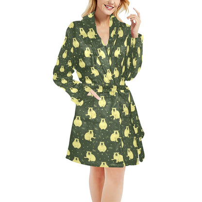 Capybara Pattern Print Design 03 Women's Fleece Robe