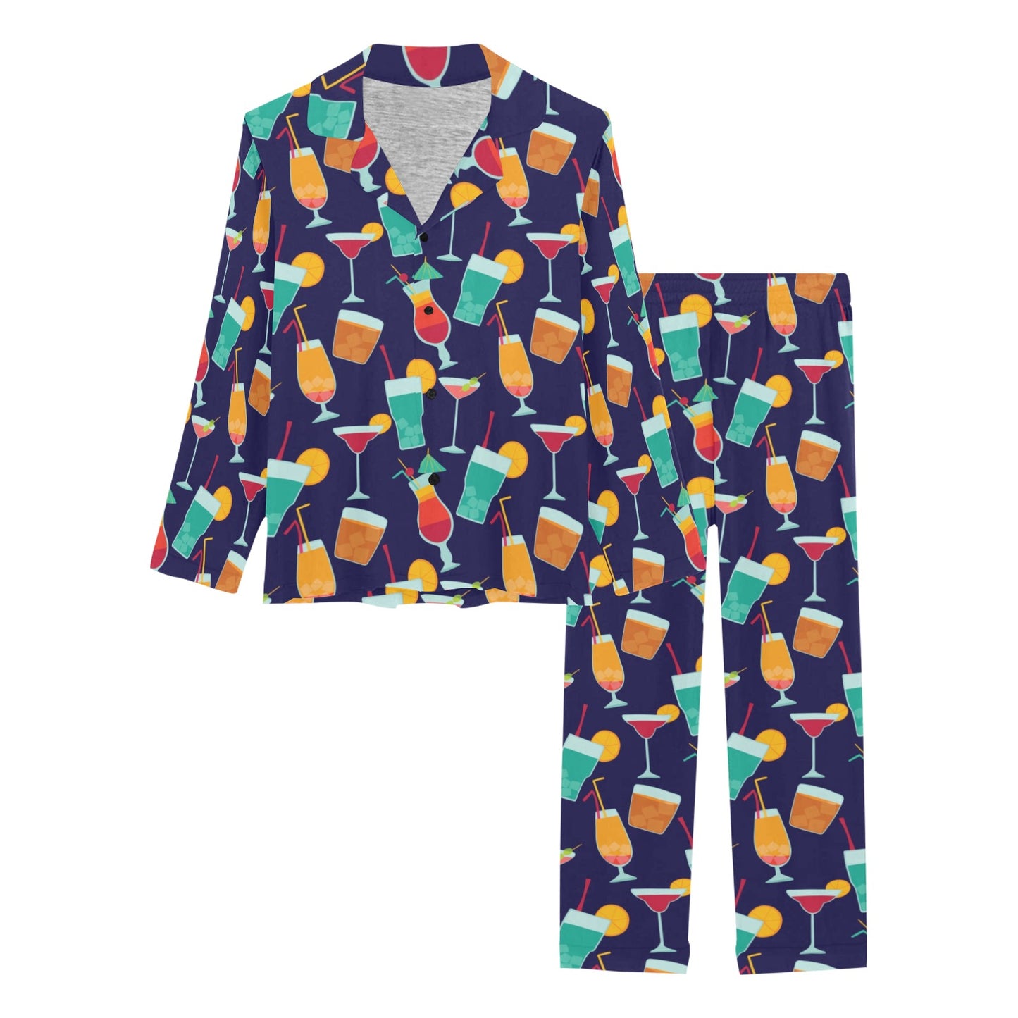 Cocktail Pattern Print Design 06 Women's Long Pajama Set