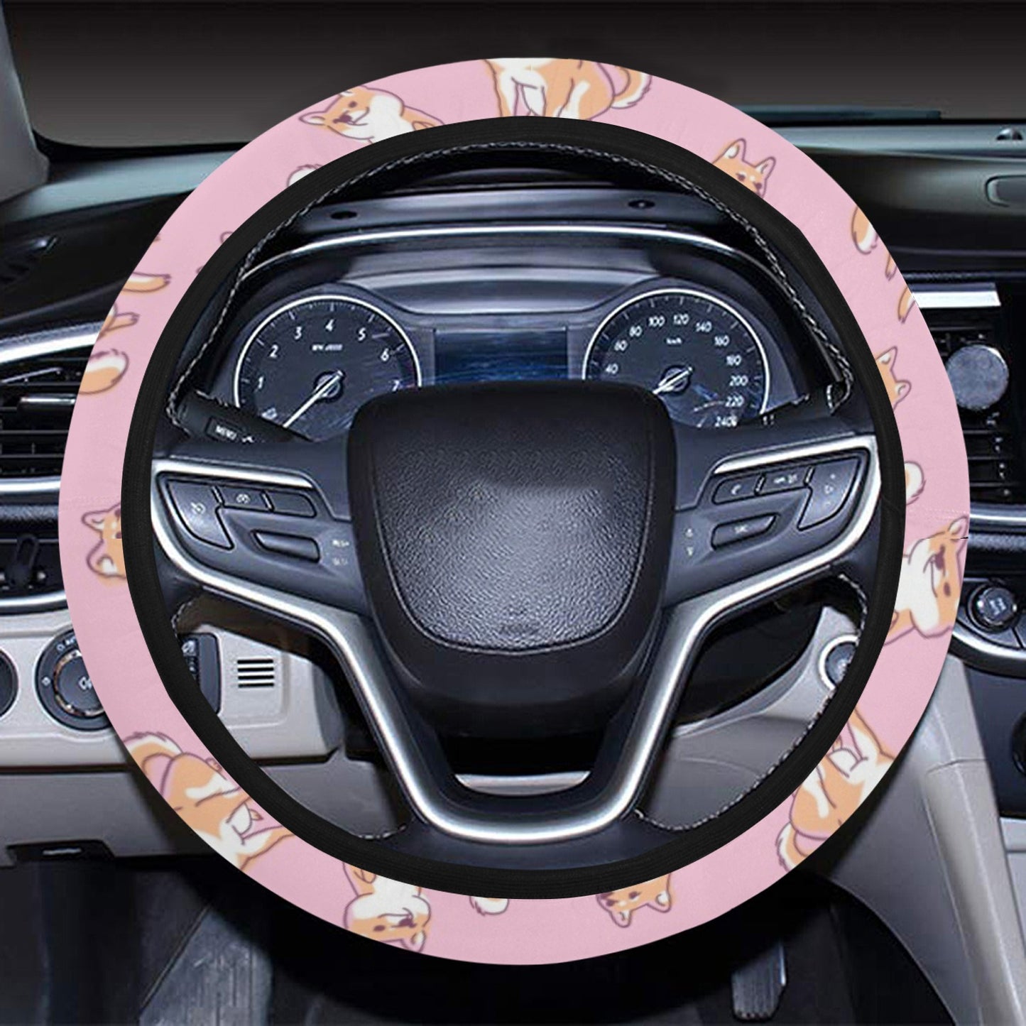 Shiba Inu Print Design LKS303 Steering Wheel Cover with Elastic Edge