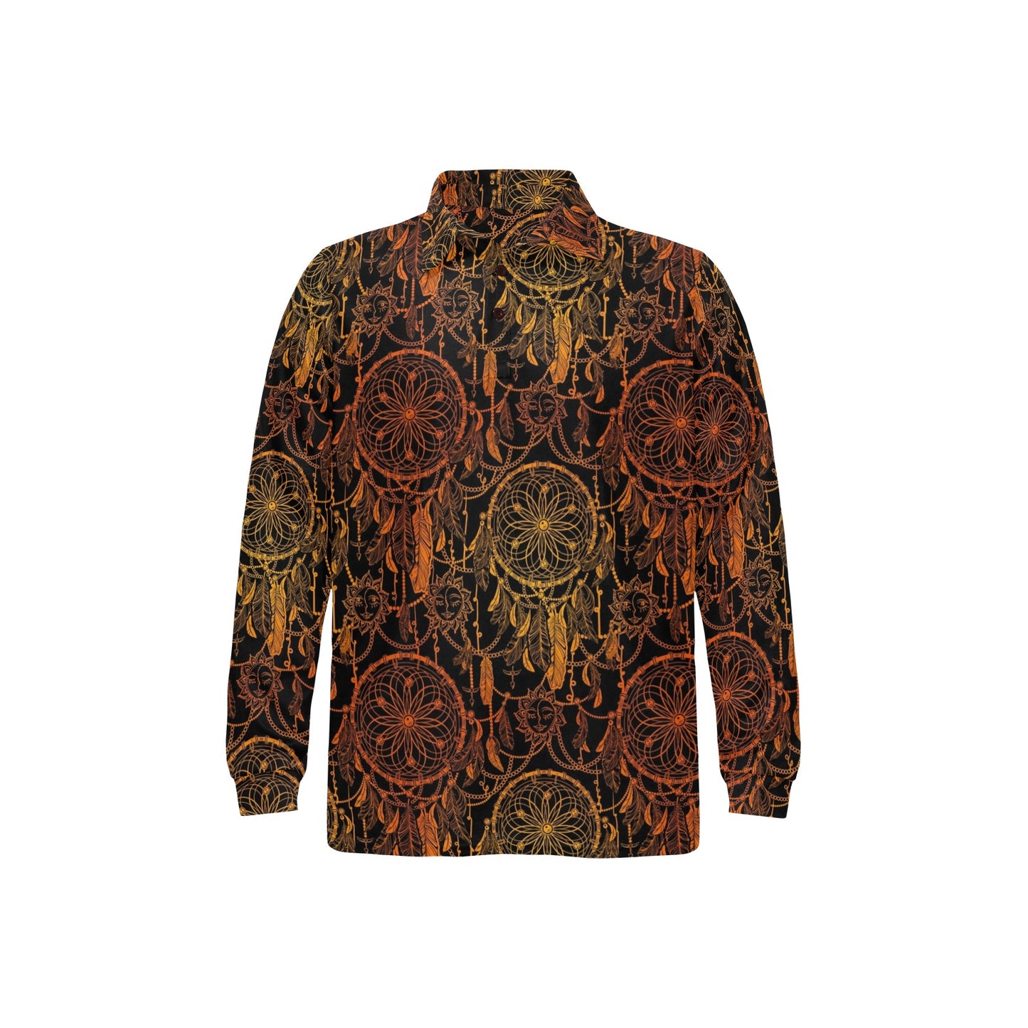 Dream catcher Sun and Moon Long Sleeve Polo Shirt For Men's