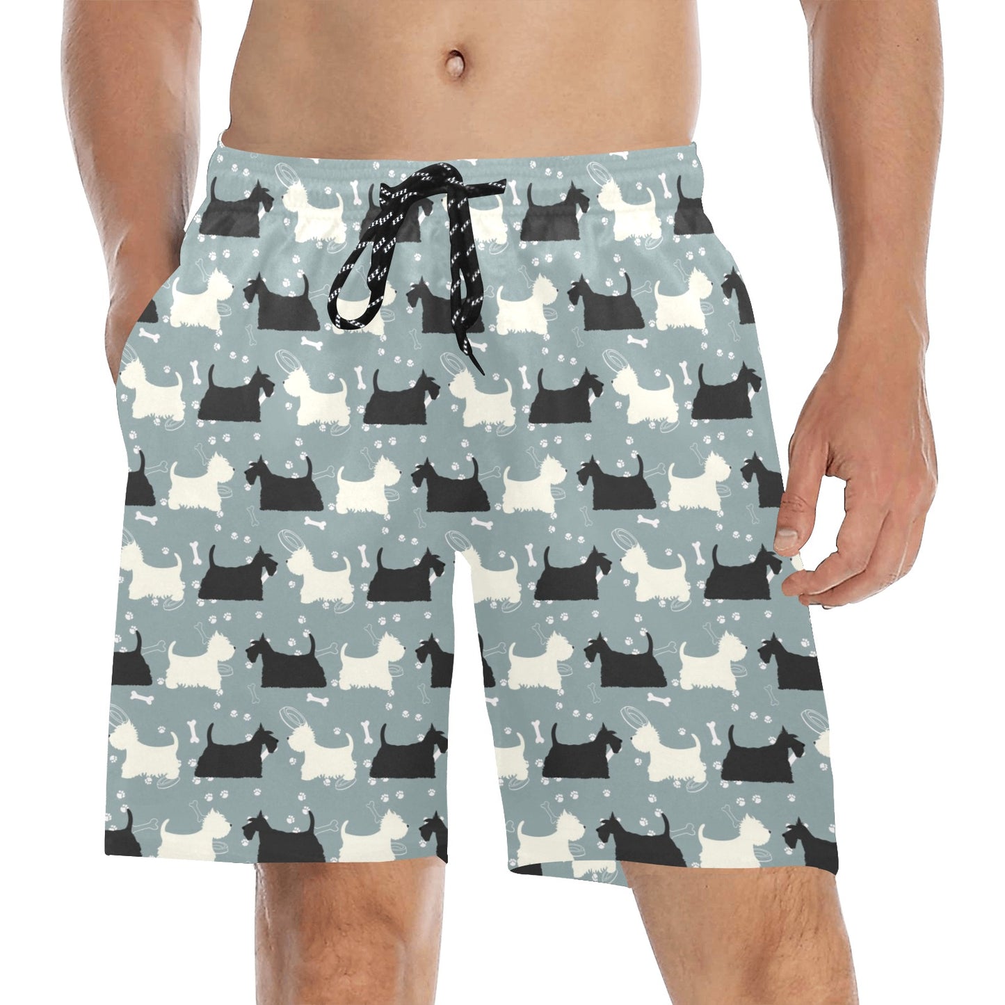 Scottish Terriers Print Design LKS301 Men's Swim Trunks Beach Shorts