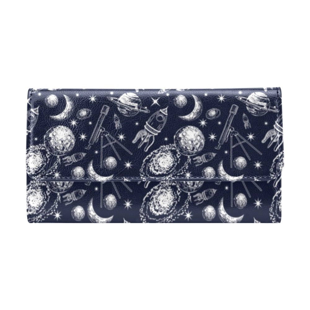 Space Rocket Print Design LKS301 Women's Trifold Wallet