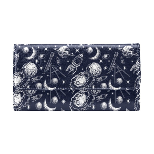 Space Rocket Print Design LKS301 Women's Trifold Wallet