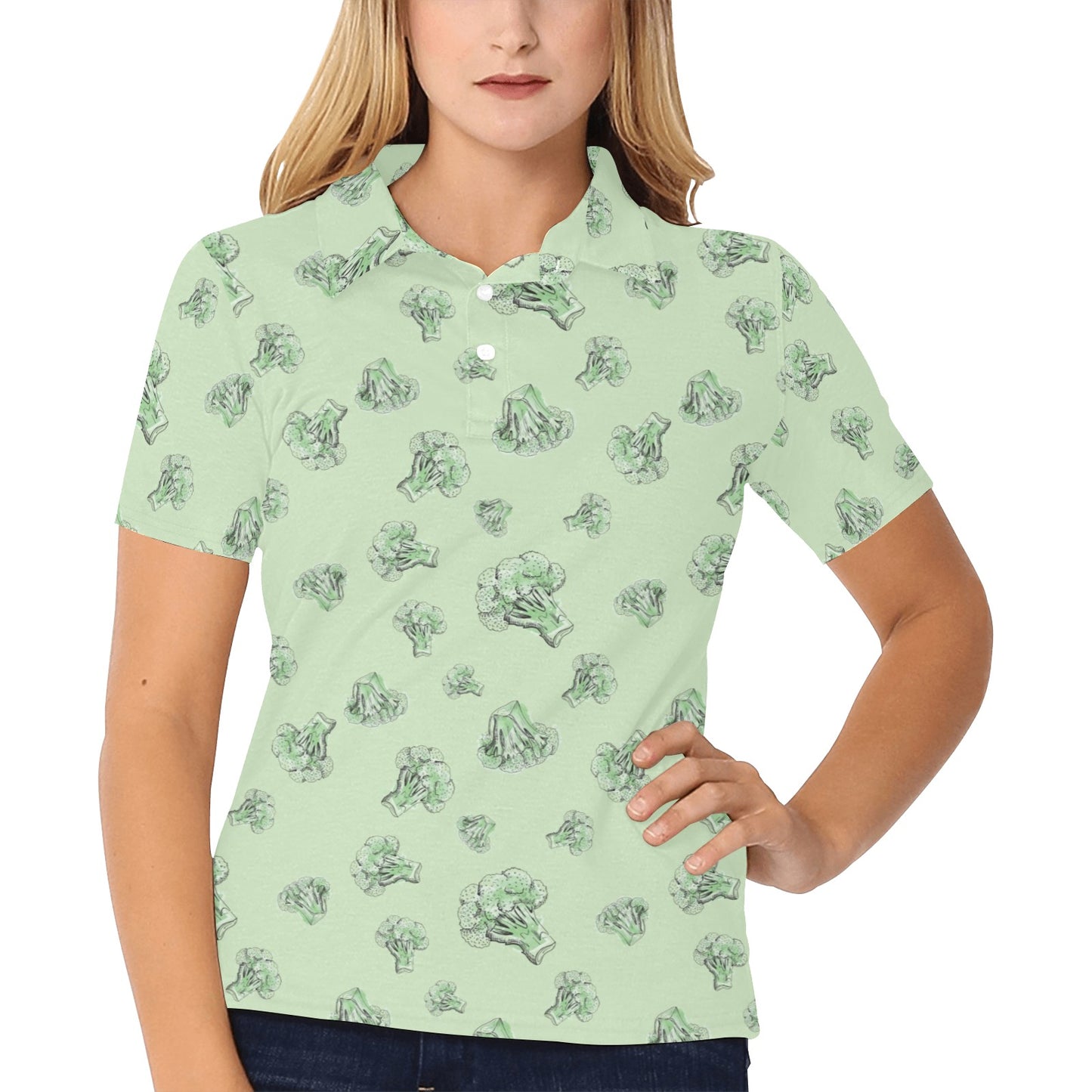 Broccoli Pattern Print Design 05 Women's Polo Shirt