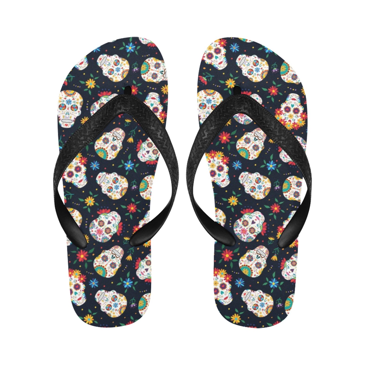 Sugar Skull Print Design LKS305 Flip Flops