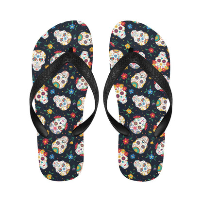 Sugar Skull Print Design LKS305 Flip Flops