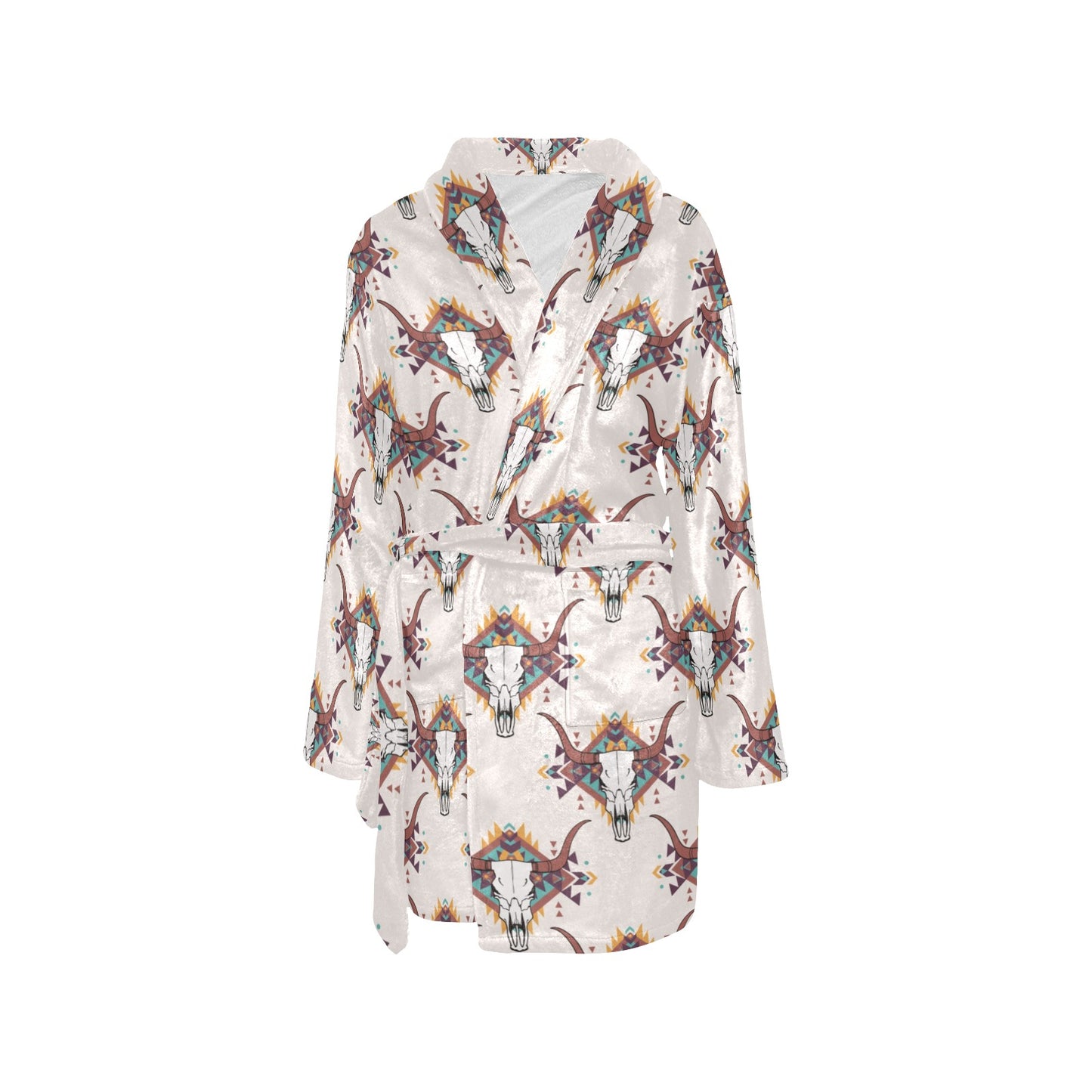 Buffalo Head Pattern Print Design 02 Women's Fleece Robe