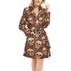 Skull And Roses Print Design LKS302 Women's Fleece Robe