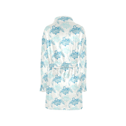 Sea Turtle Pattern Print Design T01 Women's Fleece Robe
