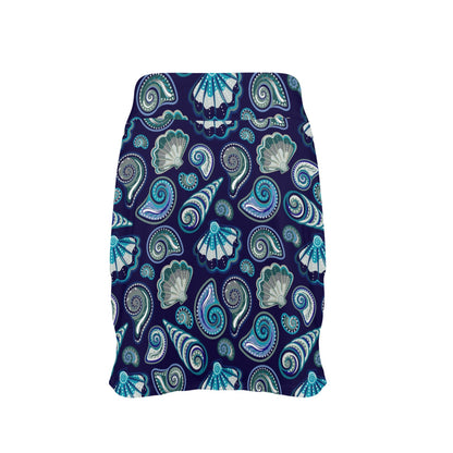 Beach Seashell Blue Print 17" Golf & Pickleball Skort with Pockets