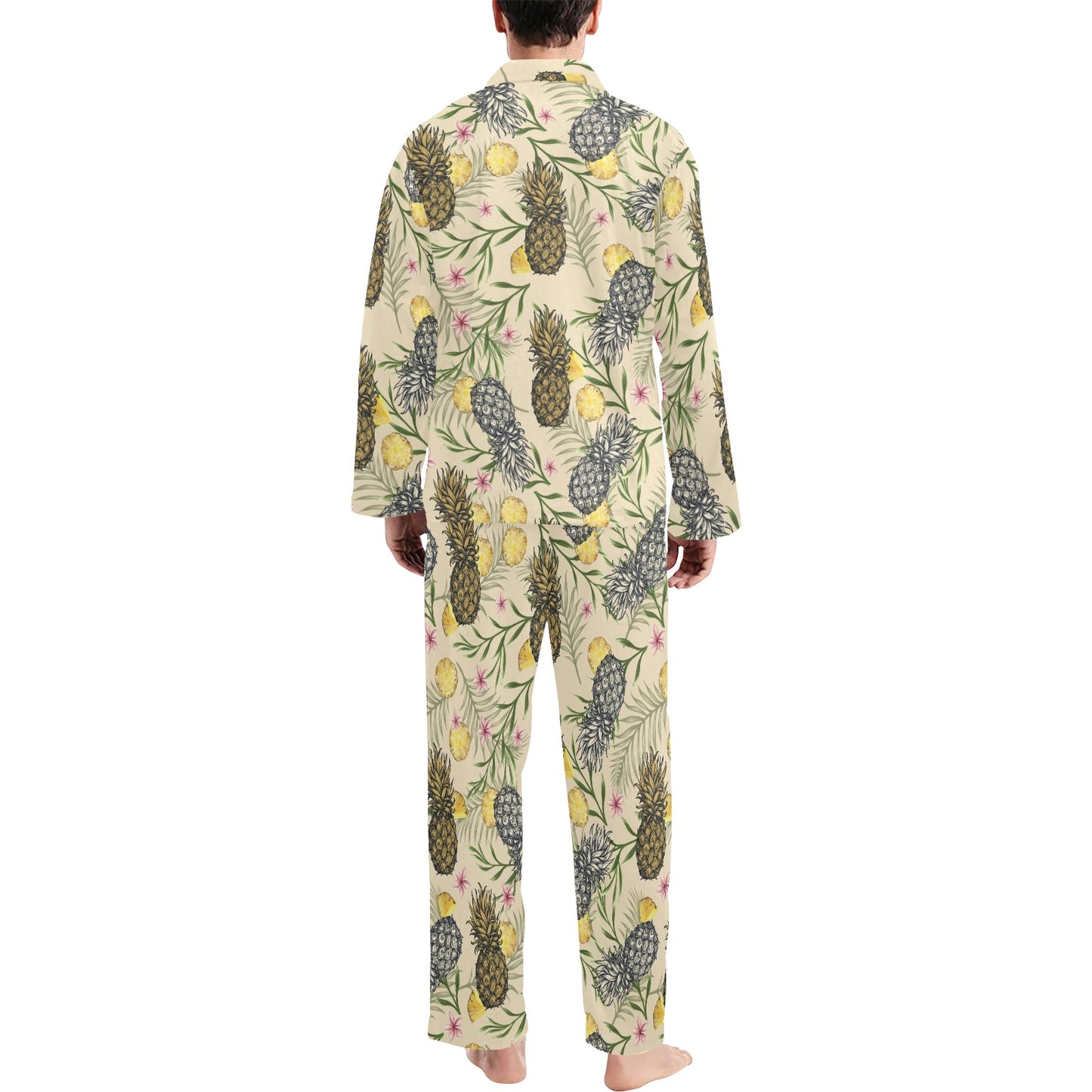 Pineapple Pattern Print Design PP012 Men's Long Pajama Set