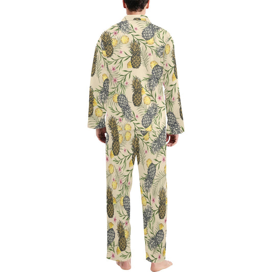 Pineapple Pattern Print Design PP012 Men's Long Pajama Set