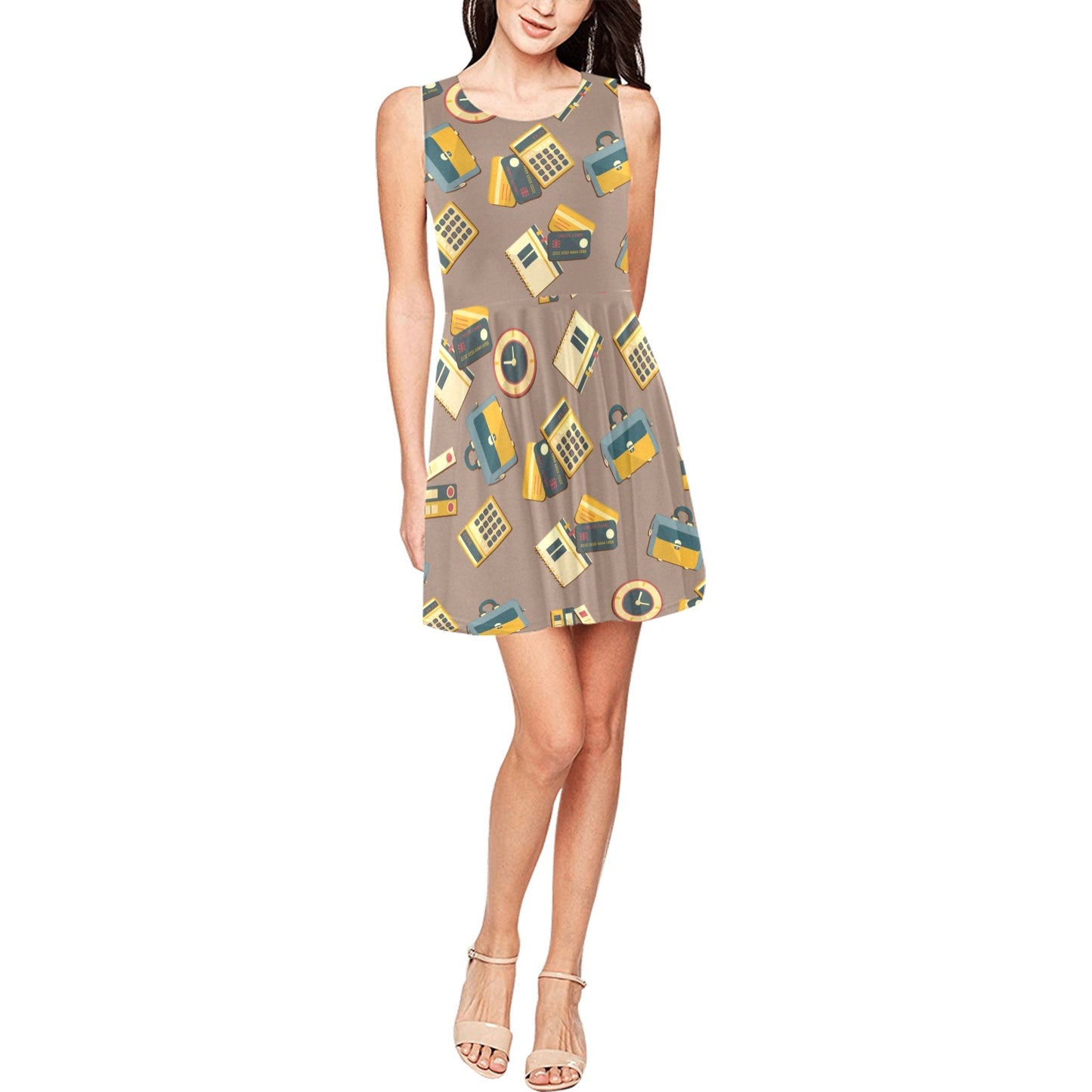 Accounting Financial Pattern Print Design 03 Sleeveless Dress