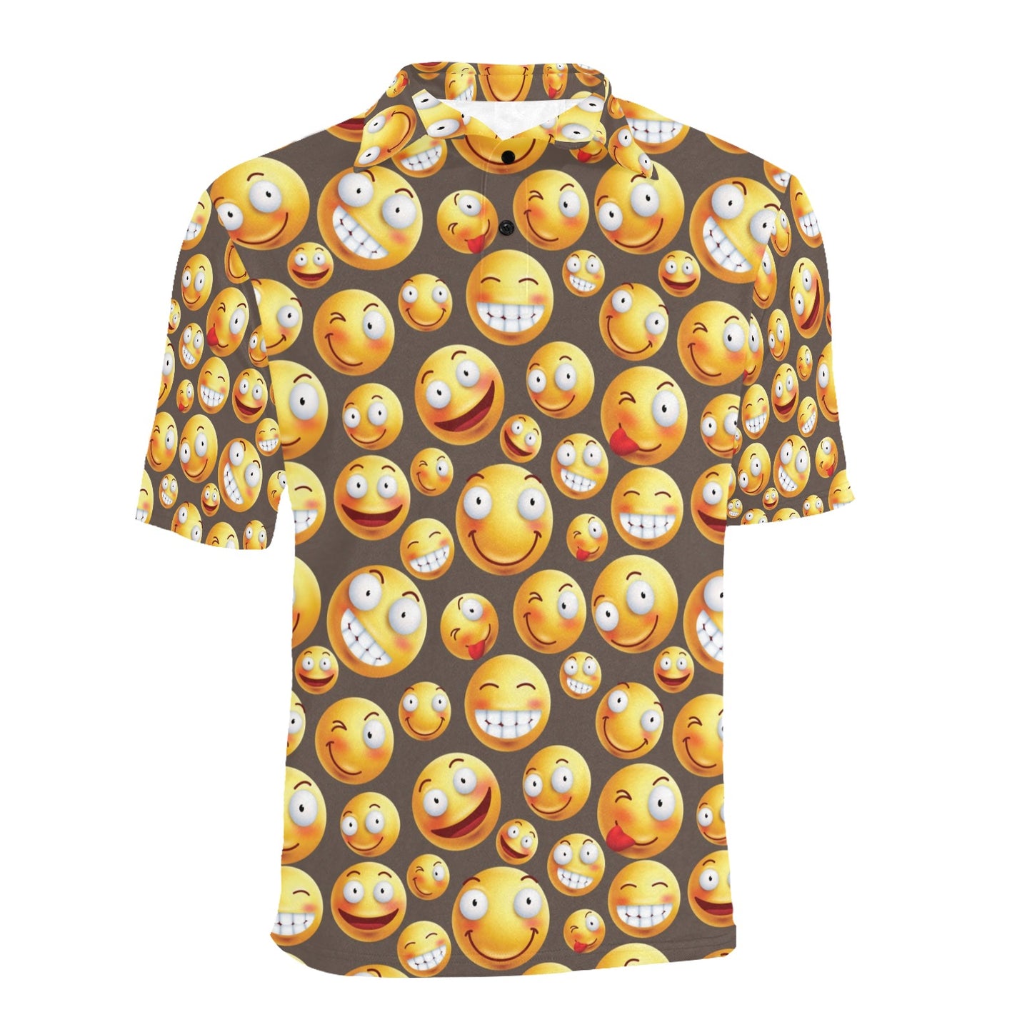 Smiley Face Emoji Print Design LKS303 Men Polo Shirt