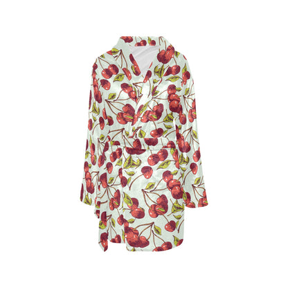 Cherry Hand Draw Women's Fleece Robe