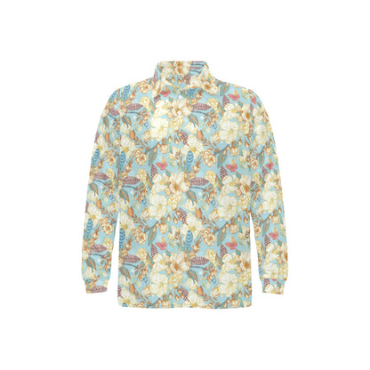 Summer Floral Print Design LKS302 Long Sleeve Polo Shirt For Men's