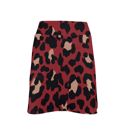 Cheetah Red Print Pattern 17" Golf & Pickleball Skort with Pockets