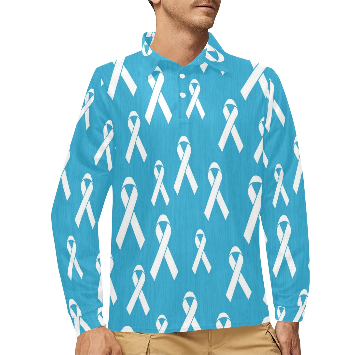 Liver cancer Pattern Print Design 01 Long Sleeve Polo Shirt For Men's