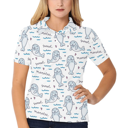 Manatee Baby Pattern Print Design 03 Women's Polo Shirt