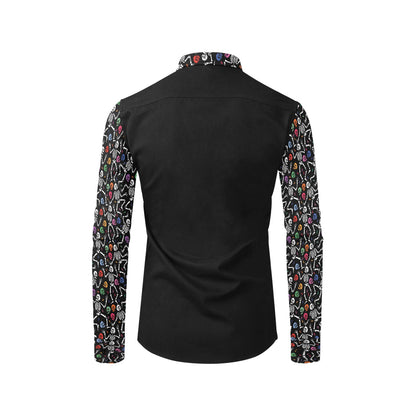 Skeleton Print Design LKS307 Men's Long Sleeve Dress Shirt