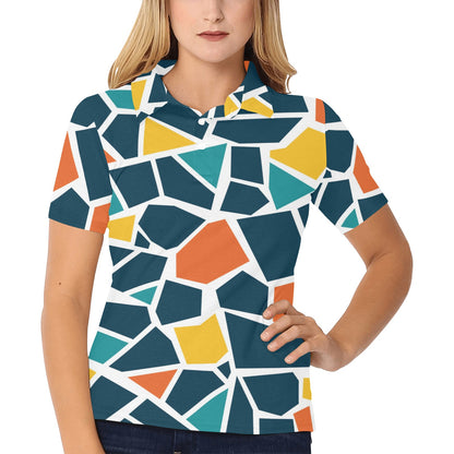 Mosaic Pattern Print Design 02 Women's Polo Shirt