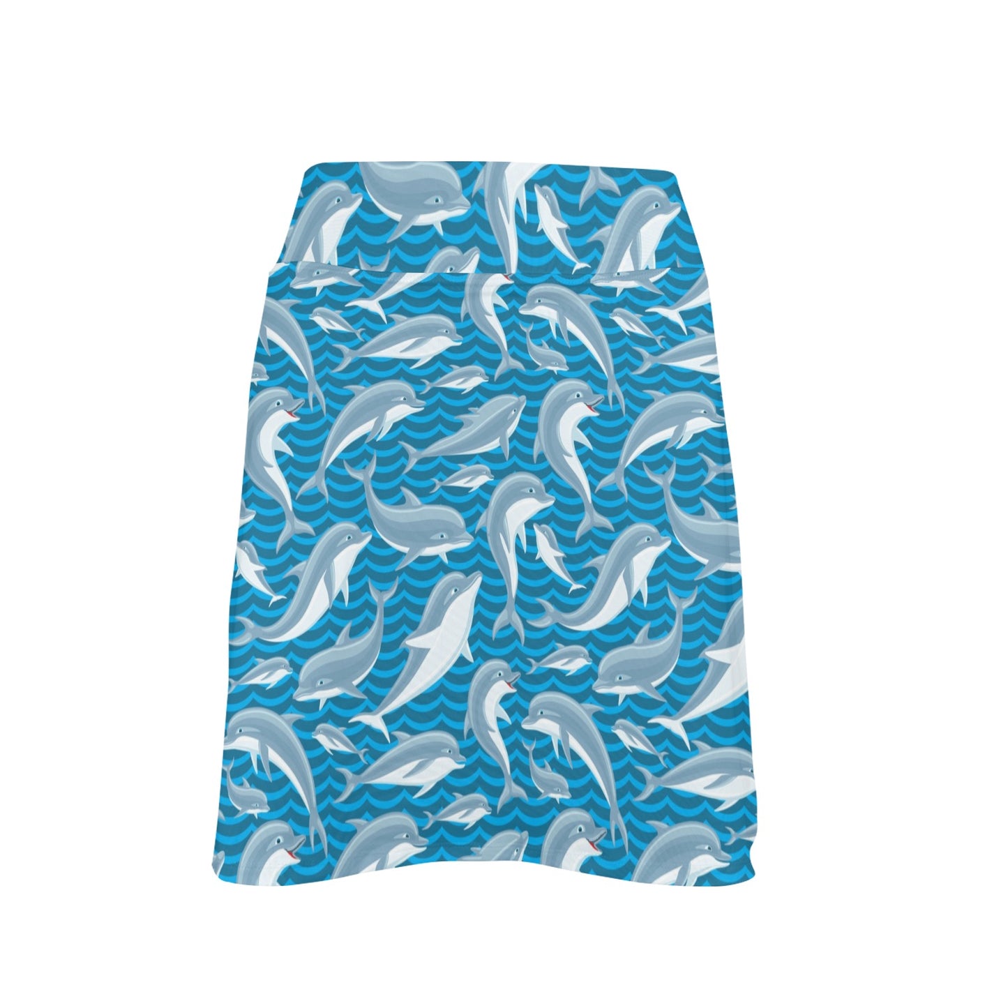 Dolphin Cute Print Pattern 17" Golf & Pickleball Skort with Pockets