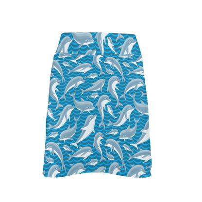 Dolphin Cute Print Pattern 17" Golf & Pickleball Skort with Pockets